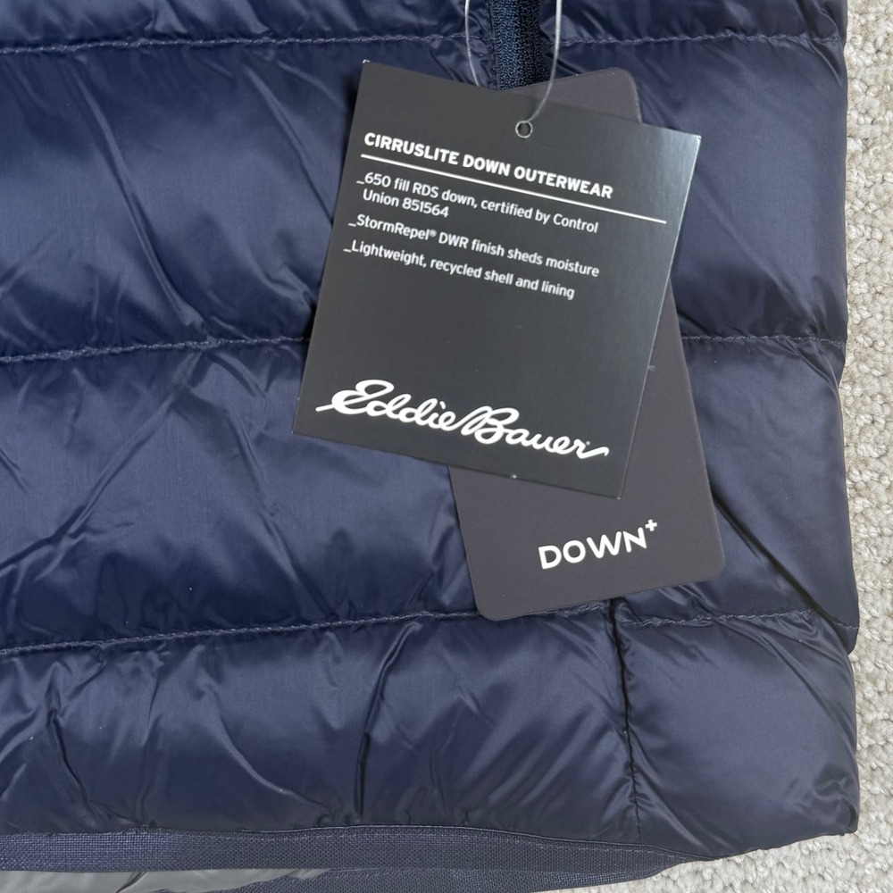 NEW Eddie Bauer Mens Medium Blue CirrusLite 650 Down Fill Puffer Jacket - Picture 6 of 8